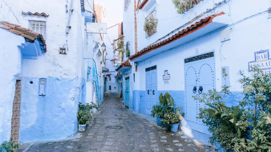 Calle azul de la medina de Chefchaouen