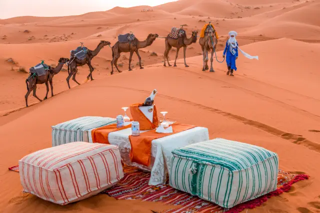 Jaima y camellos en las dunas